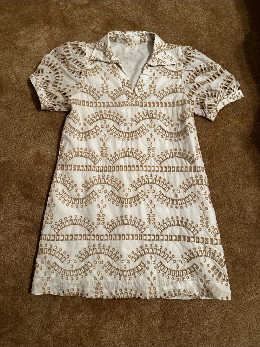 JODIFL White Dress with Gold Embroidery